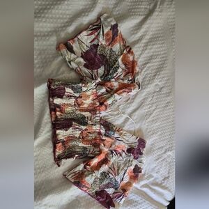 Anthropologie floral puffy sleeve top